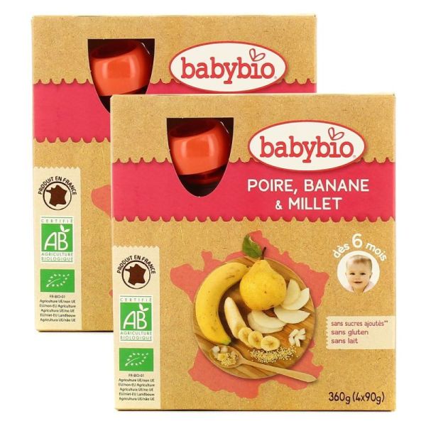 Babybio Gourde Poire Banane Millet 490G