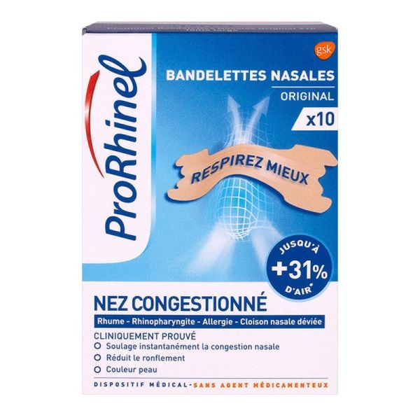 10 bandelettes nasales nez congestionné