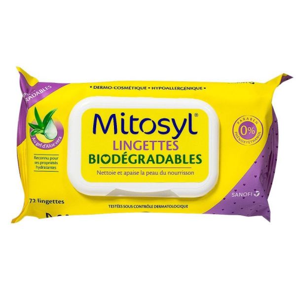 Mitosyl Lingettes biodégradables aloé vera paq/72