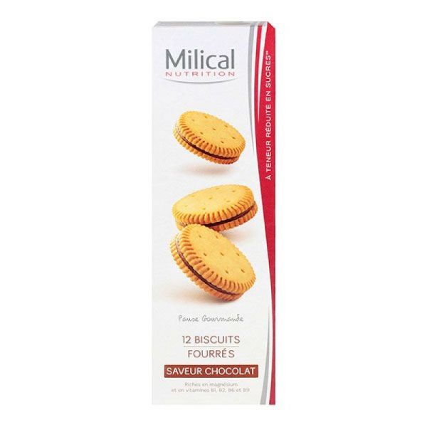 12 biscuits fourrés saveur chocolat Milical