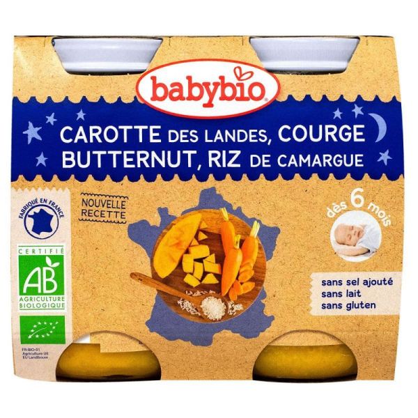 Babybio 6mois Carotte/potim/riz Pot200gx2