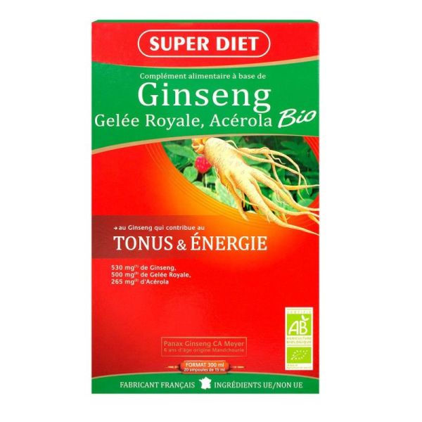 Super diet Ginseng gelée royale acérola 20 ampoules