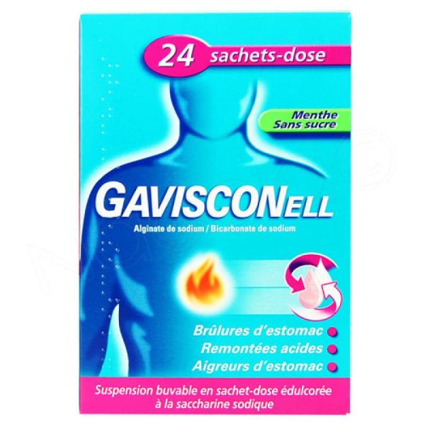 Gavisconell menthe sans sucre 24 sachets-dose