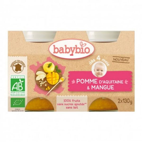 Babybio 4mois Pomme/mangue Pot 130gx2