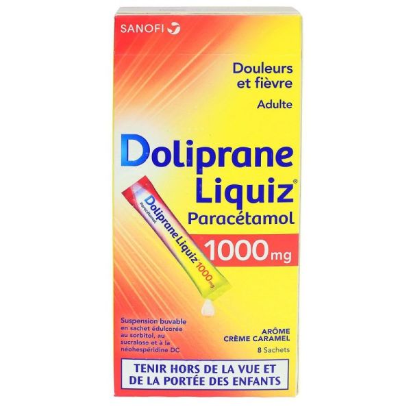 Doliprane Liquiz paracétamol 1000mg suspension buvable 8 sachets