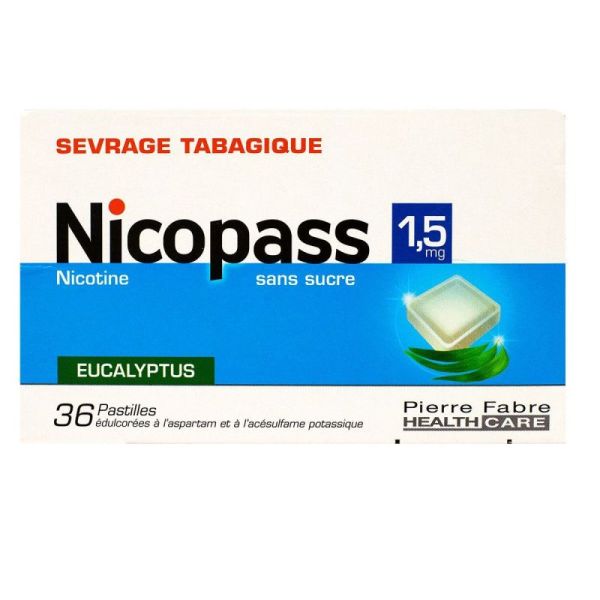 Nicopass 1,5mg eucalyptus s.sucre 36 pastilles