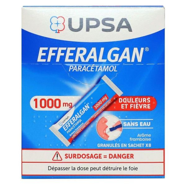 Efferalgan 1G Stick Fruits Roug 8 Sachets