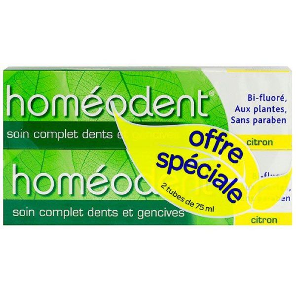 Dentifrice Homéodent dents & gencives - 2 x 75 ml - arôme citron