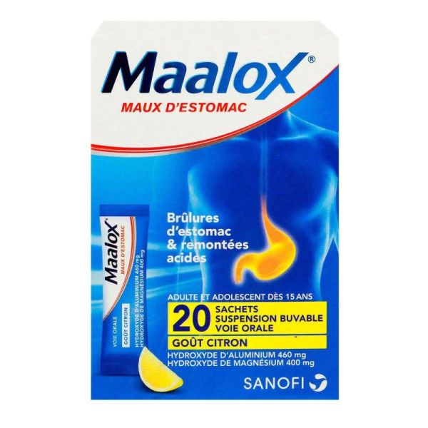 Maalox maux estomac 20 sachets citron