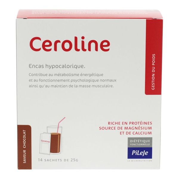 Ceroline encas hypocalorique Pileje goût chocolat x 14 sachets