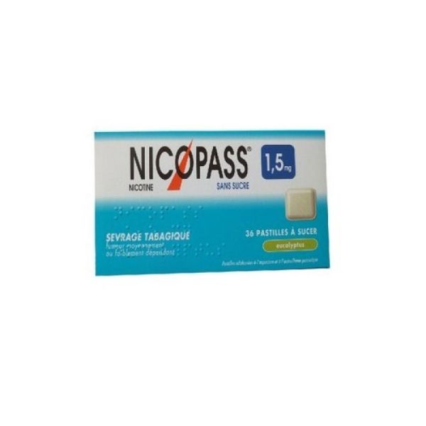 Nicopass 1,5mg eucalyptus s.sucre 36 pastilles