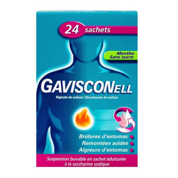 Gavisconell menthe sans sucre 24 sachets-dose