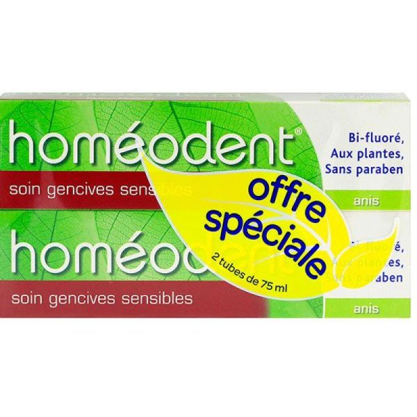 Dentifrice Homéodent gencives - 2 x 75 ml - arôme anis