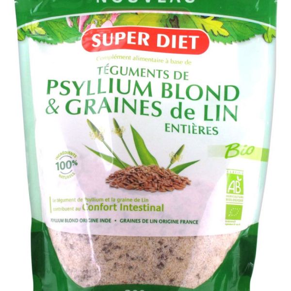 Super Diet Psyllium blond et graines de lin 200g poudre