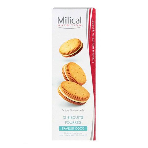 12 biscuits fourrés saveur coco Milical