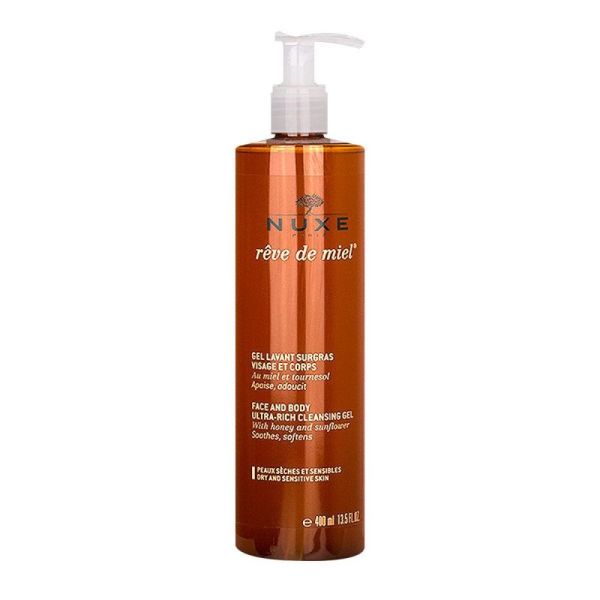 Nuxe rêve de miel gel lavant surgras visage et corps 400mL