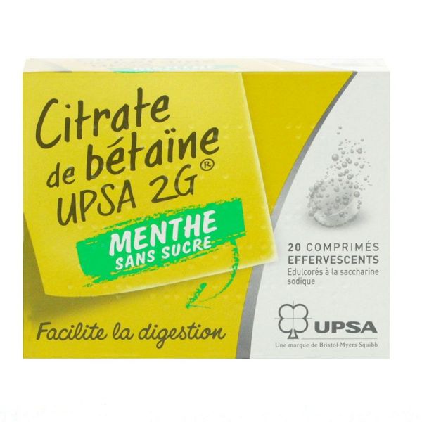Citrate de bétaïne comprimés effervescents menthe 2 g x 20