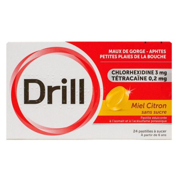 Drill pamplemousse sans sucre 24 pastilles à sucer