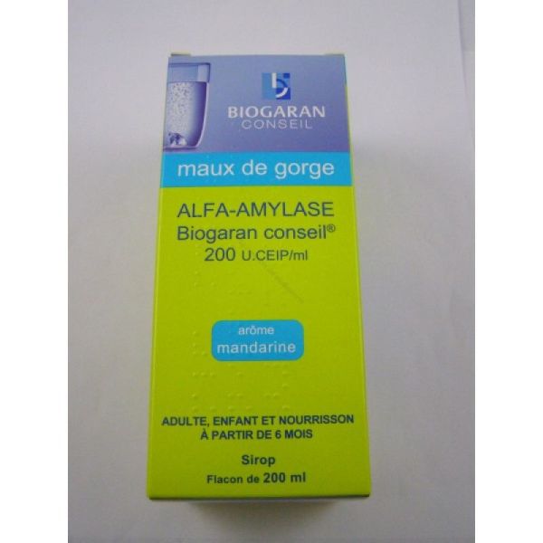 Alfa-amylase Biogaran sirop maux de gorge 200mL