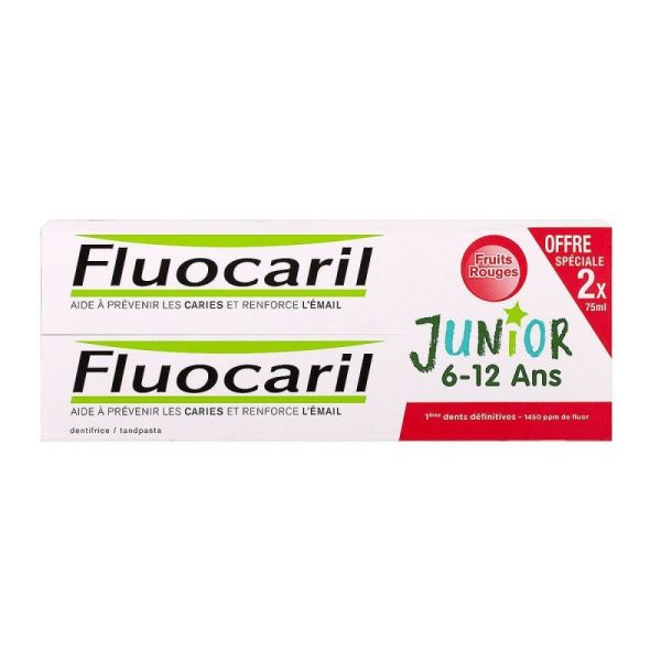Fluocaril Junior 6/12ans Fr Rouge 2x75ml
