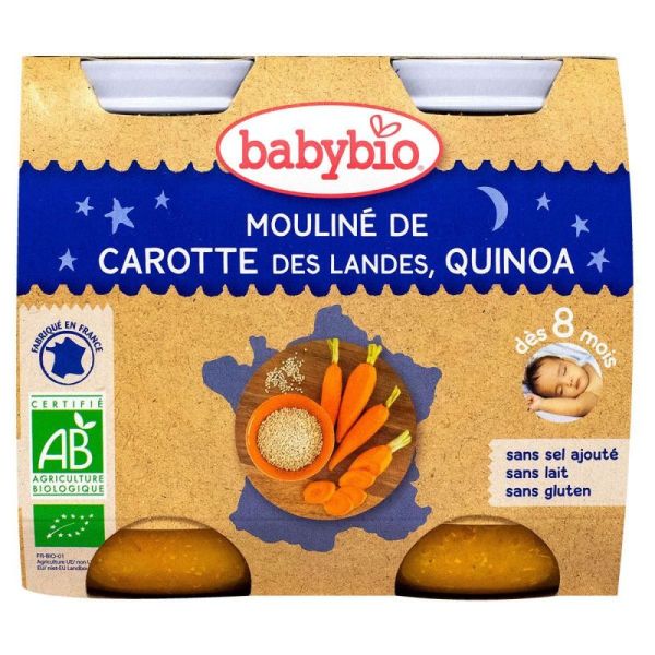 Babybio 8mois Carotte/quinoa Pot200gx2