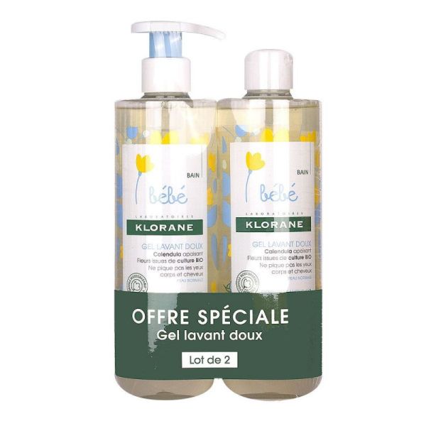 Klorane bébé gel lavant doux 500mLx2