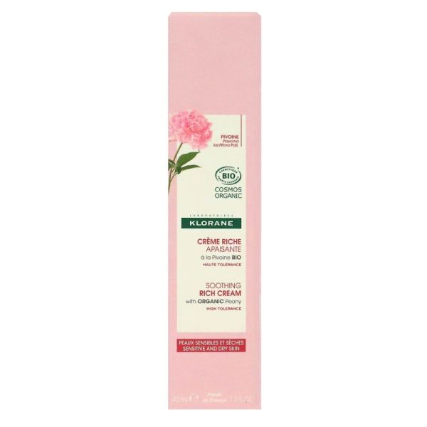 Klorane Pivoine Creme Riche Apais Bio40Ml