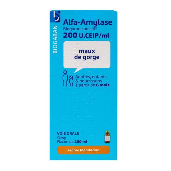 Alfa-amylase Biogaran sirop maux de gorge 200mL