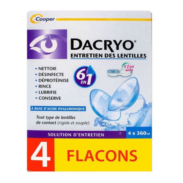 Dacryo Entretien Lentilles 4 Flacons